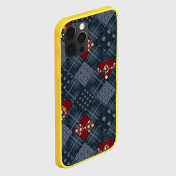 Чехол для iPhone 12 Pro Red and blue denim patchwork, цвет: 3D-желтый — фото 2