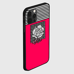 Чехол для iPhone 12 Pro Аппликация Роза на клетчатом фоне, цвет: 3D-черный — фото 2