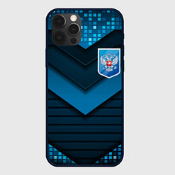 Чехол для iPhone 12 Pro Russia abstract blue, цвет: 3D-черный