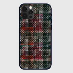 Чехол для iPhone 12 Pro Черный сетчатый узор на гранжевом фоне, цвет: 3D-черный