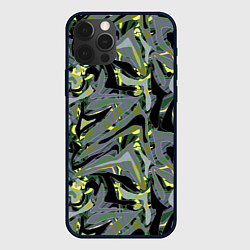 Чехол для iPhone 12 Pro Черный, серые, желтые каракули, цвет: 3D-черный