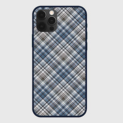 Чехол для iPhone 12 Pro Серо-голубой классический клетчатый узор, цвет: 3D-черный