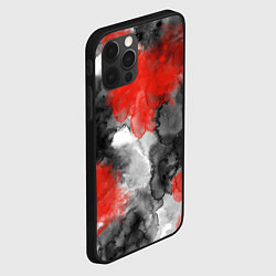 Чехол для iPhone 12 Pro Черно-красная абстрактная текстура акварели, цвет: 3D-черный — фото 2