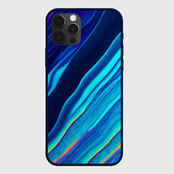 Чехол iPhone 12 Pro Голографические волны, тёмная абстракция