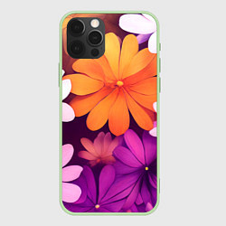 Чехол для iPhone 12 Pro Яркие фанстастические цветы, цвет: 3D-салатовый