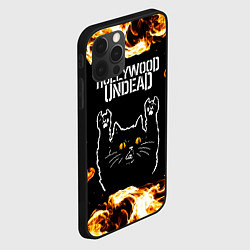 Чехол для iPhone 12 Pro Hollywood Undead рок кот и огонь, цвет: 3D-черный — фото 2