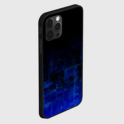 Чехол для iPhone 12 Pro Однотонный черный и темно синий гранжевый градиент, цвет: 3D-черный — фото 2