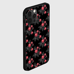 Чехол для iPhone 12 Pro Акварельные розы на черном, цвет: 3D-черный — фото 2