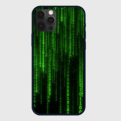 Чехол для iPhone 12 Pro Двоичный код зеленый, цвет: 3D-черный