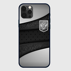 Чехол iPhone 12 Pro Черно-белый герб России