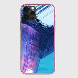 Чехол для iPhone 12 Pro Абстрактные ледяные кубы - Розовый и синий, цвет: 3D-малиновый