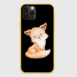 Чехол для iPhone 12 Pro Маленький Лисёнок На Чёрном Фоне, цвет: 3D-желтый