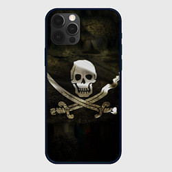 Чехол для iPhone 12 Pro Пиратский флаг - череп с ножами, цвет: 3D-черный