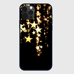 Чехол для iPhone 12 Pro Золотые праздничные звезды, цвет: 3D-черный
