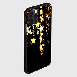 Чехол для iPhone 12 Pro Золотые праздничные звезды, цвет: 3D-черный — фото 2