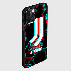 Чехол для iPhone 12 Pro Juventus FC в стиле glitch на темном фоне, цвет: 3D-черный — фото 2