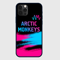 Чехол для iPhone 12 Pro Arctic Monkeys - neon gradient: символ сверху, цвет: 3D-черный