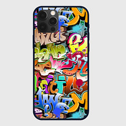 Чехол для iPhone 12 Pro Надпись и краска граффити, цвет: 3D-черный