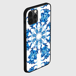 Чехол для iPhone 12 Pro Гжель синий цветок, цвет: 3D-черный — фото 2