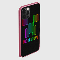 Чехол для iPhone 12 Pro Minecraft logo neon, цвет: 3D-малиновый — фото 2