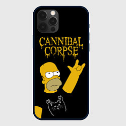 Чехол для iPhone 12 Pro Cannibal Corpse Симпсоны Гомер рокер, цвет: 3D-черный