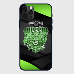 Чехол для iPhone 12 Pro Герб России - спортивный черно-зеленый стиль, цвет: 3D-черный