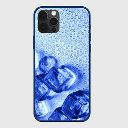 Чехол для iPhone 12 Pro Кубики льда и капли воды, цвет: 3D-тёмно-синий