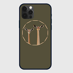 Чехол для iPhone 12 Pro Пара жирафовых газелей геренук, цвет: 3D-черный