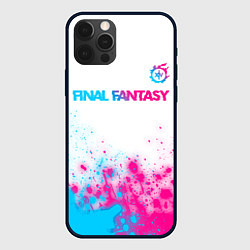Чехол для iPhone 12 Pro Final Fantasy neon gradient style: символ сверху, цвет: 3D-черный