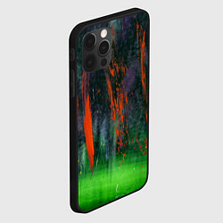 Чехол для iPhone 12 Pro Абстрактный зелёный туман и красная краска, цвет: 3D-черный — фото 2
