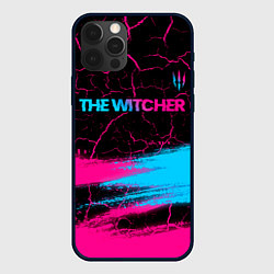 Чехол для iPhone 12 Pro The Witcher - neon gradient: символ сверху, цвет: 3D-черный
