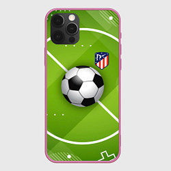 Чехол для iPhone 12 Pro Atletico madrid Мяч, цвет: 3D-малиновый
