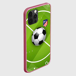 Чехол для iPhone 12 Pro Atletico madrid Мяч, цвет: 3D-малиновый — фото 2