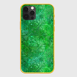 Чехол для iPhone 12 Pro Узорчатый зеленый стеклоблок имитация, цвет: 3D-желтый