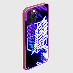 Чехол для iPhone 12 Pro Attack on Titan - logo neon, цвет: 3D-малиновый — фото 2