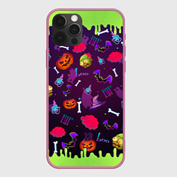 Чехол для iPhone 12 Pro RIP halloween, цвет: 3D-малиновый