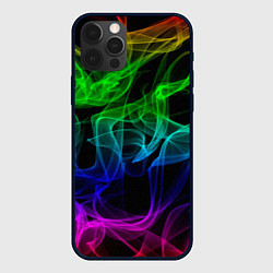 Чехол для iPhone 12 Pro Разноцветный неоновый дым, цвет: 3D-черный