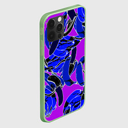 Чехол для iPhone 12 Pro Редкие чёрные бананы на розовом фоне, цвет: 3D-салатовый — фото 2