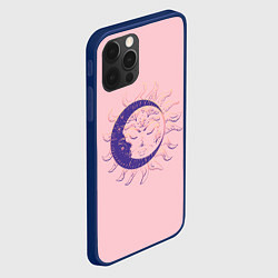 Чехол для iPhone 12 Pro Спящие солнце и месяц в стиле модерн, цвет: 3D-тёмно-синий — фото 2
