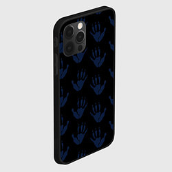 Чехол для iPhone 12 Pro Лапки опоссума синие на чёрном, цвет: 3D-черный — фото 2
