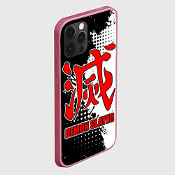 Чехол для iPhone 12 Pro Клинок рассекающий демонов - Красный логотип, цвет: 3D-малиновый — фото 2