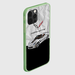 Чехол для iPhone 12 Pro Chevrolet Corvette - motorsport, цвет: 3D-салатовый — фото 2