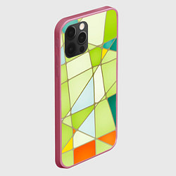 Чехол для iPhone 12 Pro Абстрактный салатовый стеклянный паттерн, цвет: 3D-малиновый — фото 2