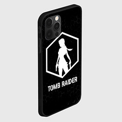 Чехол для iPhone 12 Pro Tomb Raider glitch на темном фоне, цвет: 3D-черный — фото 2