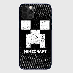 Чехол iPhone 12 Pro Minecraft с потертостями на темном фоне