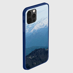 Чехол для iPhone 12 Pro Кавказские горы, цвет: 3D-тёмно-синий — фото 2