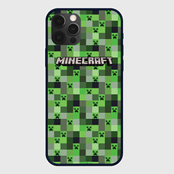 Чехол для iPhone 12 Pro Minecraft - пиксельные лица, цвет: 3D-черный