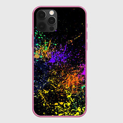 Чехол для iPhone 12 Pro Абстрактные брызги краски, цвет: 3D-малиновый