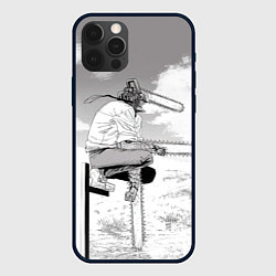 Чехол для iPhone 12 Pro Дэнжи - Человек бензопила, цвет: 3D-черный