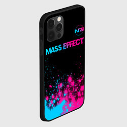 Чехол для iPhone 12 Pro Mass Effect - neon gradient: символ сверху, цвет: 3D-черный — фото 2